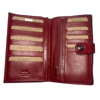 Katana sarkans dabīgas ādas maks 