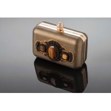 Dabīgas ādas klačs "GOLD" ar dabīgiem akmeņiem Nr. NK26 